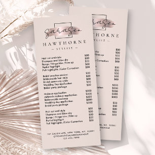 Chic Brush Stroke Salon prijslijst service Elegant Reclamekaart