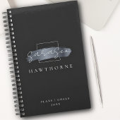 Chic Brush Stroke Zwart Faux Zilver Grijs Monogram Planner