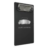 Chic Brush Stroke Zwart Faux Zilver Monogram Mini Klembord (Schuin)