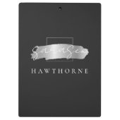 Chic Brush Stroke Zwart Faux Zilveren Borstel Mono Klembord (Achterkant)