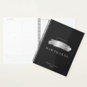 Chic Brush Stroke Zwart Faux Zilveren Borstel Mono Planner (Display)
