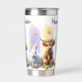 Chic Brushstroke Easter Highland Koe 20oz Geïsoleerde Drinkbeker (Links)