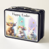 Chic Brushstroke Highland Koe Pasen Lunchbox (Achterkant)