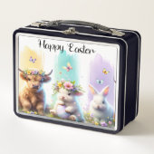 Chic Brushstroke Highland Koe Pasen Lunchbox (Voorkant)