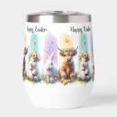 Chic Brushstroke Paas Koe Wine Tumbler (Voorkant)