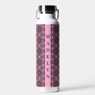 Chic Bubblegum Roze & Zwart geometrisch patroon Waterfles