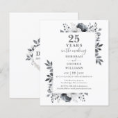 Chic Budget 25e bruiloft Jubileum Bloemen Uitnodig (Voorkant / Achterkant)