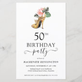 Chic Budget Floral Gold High Heels 50th Birthday (Voorkant)