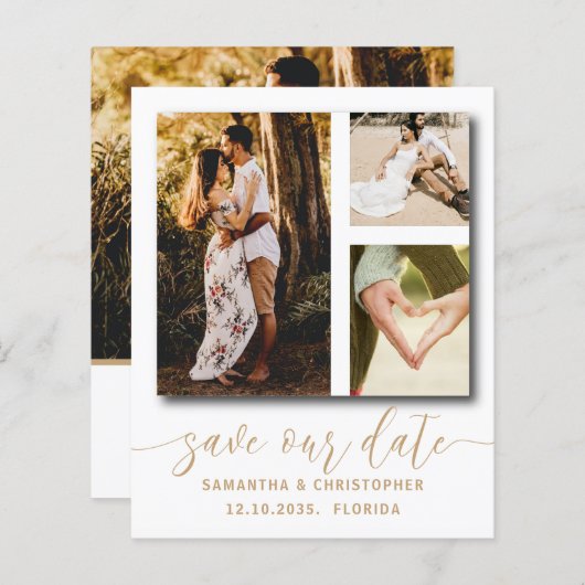 Chic Budget Foto slaat onze uitnodiging voor datum (Voorkant / Achterkant)