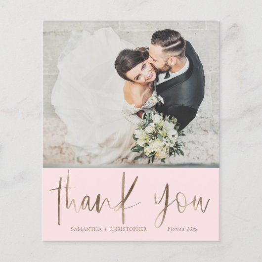Chic Budget Roze bruiloft Dank u (Voorkant)