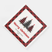 Chic Buffalo Plaid Tree Christmas Napkins Servet (Hoek)