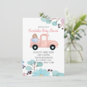 Chic Bunny Eggs  Truck Baby shower Kaart (Staand voorkant)