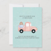 Chic Bunny Eggs  Truck Baby shower Kaart (Achterkant)