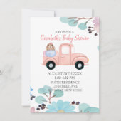 Chic Bunny Eggs  Truck Baby shower Kaart (Voorkant)