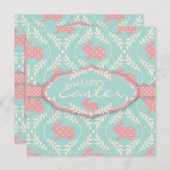 Chic Bunny Invitation Square Kaart (Voorkant / Achterkant)