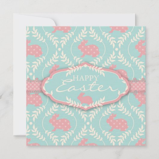 Chic Bunny Invitation Square Kaart (Voorkant)