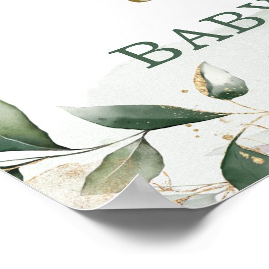 Chic Bunny Rabbit Greenery Gold Wreath Welkom Poster (Hoek)