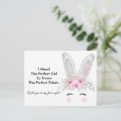 Chic Bunny Wedding Bloemenmeisje Voorstel Briefkaart (Staand voorkant)