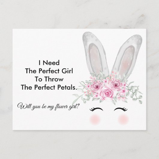 Chic Bunny Wedding Bloemenmeisje Voorstel Briefkaart (Voorkant)
