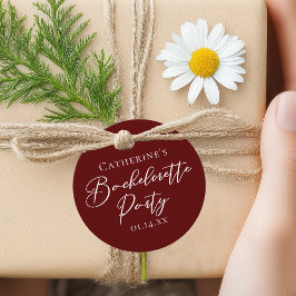 Chic Burgundy Bachelorette Party Personalized Bedankjes Labels