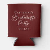 Chic Burgundy Bachelorette Party Personalized Blikjeskoeler (Voorkant)