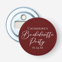 Chic Burgundy Bachelorette Party Personalized Button Flesopener