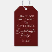 Chic Burgundy Bachelorette Party Personalized Cadeaulabel (Voorkant)