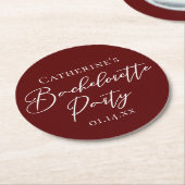 Chic Burgundy Bachelorette Party Personalized Ronde Kartonnen Onderzetter (Gebogen)
