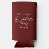 Chic Burgundy Bachelorette Party Personalized Seltzer Blikjeskoeler (Achterkant)