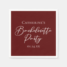 Chic Burgundy Bachelorette Party Personalized Servet