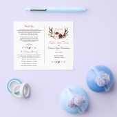 Chic Burgundy Blush Floral Antlers Weddenschap Flyer (Enkel)