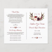 Chic Burgundy Blush Floral Antlers Weddenschap Flyer (Voorkant)