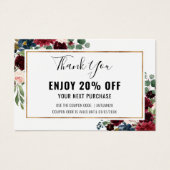 Chic Burgundy Blush Floral Discount Coupon Kaart (Voorkant)