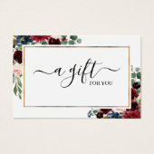 Chic Burgundy Blush Floral Gift Certificate Card Visitekaartje (Voorkant)
