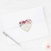 Chic Burgundy Blush Floral Pampas Grass Wedding Hart Sticker (Envelop)
