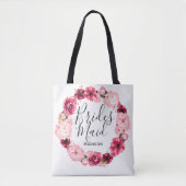 Chic Burgundy & Blush Floral Wreath Bridesmaid Tote Bag (Voorkant)
