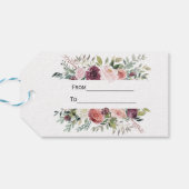 Chic Burgundy Blush Ivory Floral Lijst Wedding Cadeaulabel (Achterkant Horizontaal)
