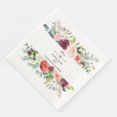 Chic Burgundy Blush Ivory Floral Wreath Wedding Servet (Hoek)