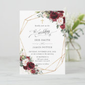 Chic Burgundy Blush Pink Floral Church Wedding   Kaart (Staand voorkant)