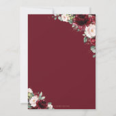 Chic Burgundy Blush Pink Floral Church Wedding   Kaart (Achterkant)
