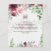 Chic Burgundy Blush Pink Floral Greenery Wedding Flyer (Achterkant)