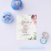 Chic Burgundy Blush Pink Floral Greenery Wedding Flyer (Enkel)