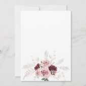Chic Burgundy Blush Roze Floral Jubileum Kaart (Achterkant)