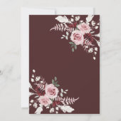 Chic Burgundy Blush Roze Floral Verloving Kaart (Achterkant)