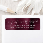 Chic Burgundy Brushed Metal Return Address Etiket (Insitu)