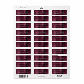 Chic Burgundy Brushed Metal Return Address Etiket (Full Sheet)