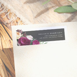 Chic Burgundy & Cream Floral Return Address Etiket