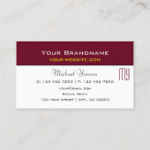 Chic Burgundy en White met Monogram Professional Visitekaartje (Achterkant)
