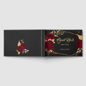 chic burgundy floral gold blad geometrisch zwart gastenboek (Volledig)