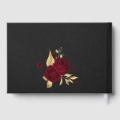 chic burgundy floral gold blad geometrisch zwart gastenboek (Achterkant)